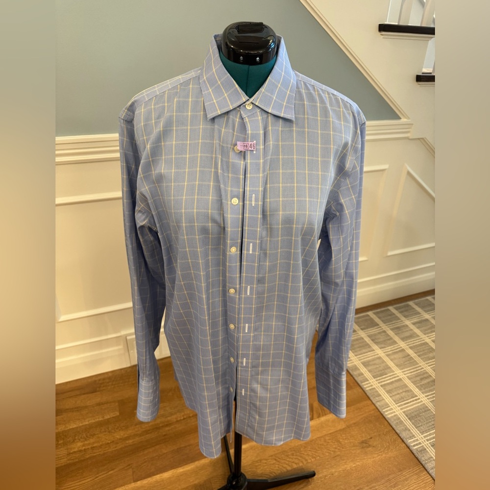 Charles Tyrwhitt Blue and Yellow Plaid Dress Non iron French cuff dress Shirt